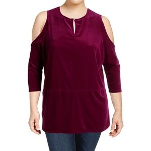 Lauren Ralph Lauren Cold Shoulder Velvet Top